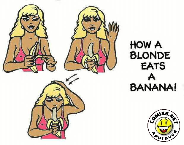 Comment une blonde mange un banane